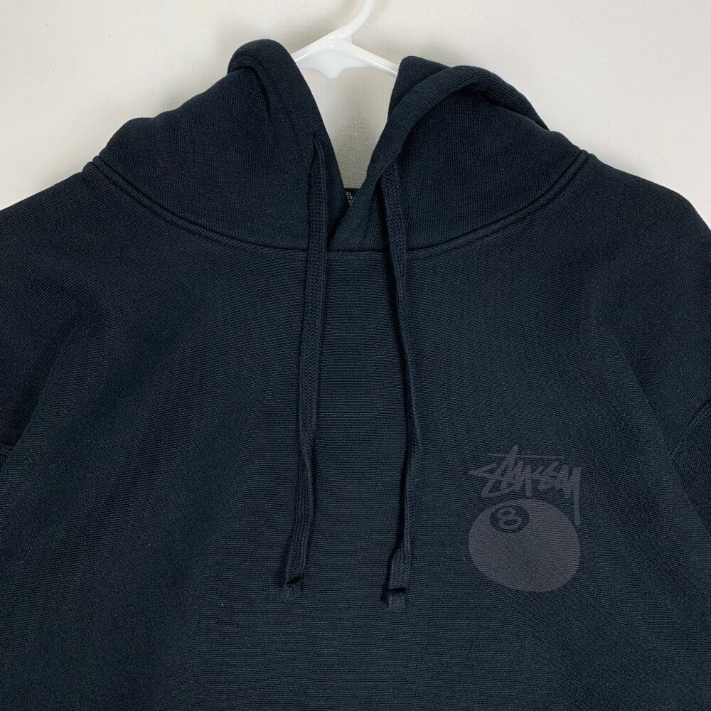 Stussy Men's 8 Ball Pig Dyed Black Hoodie Large - Picture 4 of 12